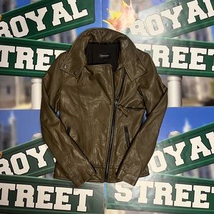 Mackage olive green leather jacket